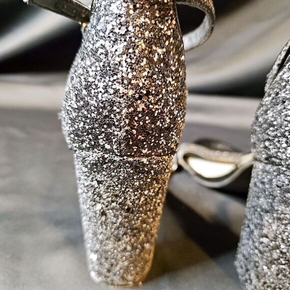 G by GUESS Black, Sparkly High Heel Open Toe Shoe Size 10 - Picture 11 of 14